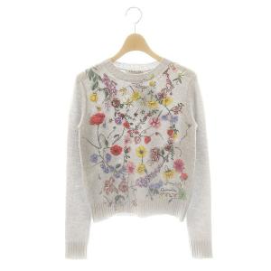 354S57AM161 フラワー カシミヤニット I38 グレー マルチカラー