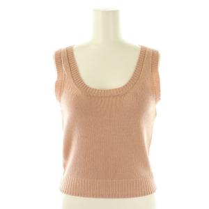 カシミヤニット ノースリーブ BEE刺繍 I38 スモーキーピンク