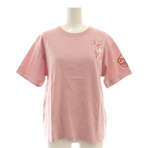 HERMES カルトゥッシュ クルーネックTシャツ プリント 34 ピンク
