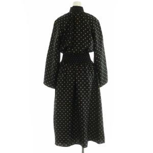 HERMES PARIS ツイルレーヌ ドット ワンピース シルク 34 ベージュ ブラック