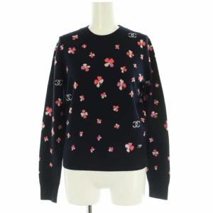 24SS ココマーク クローバー カシミヤニット 34 ネイビー ピンク P76930K11094