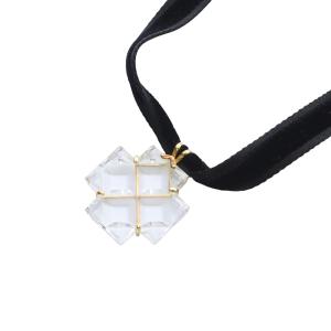 Baccarat クロス クリスタル ネックレス チョーカー K18 黒 ブラック クリア /SR32