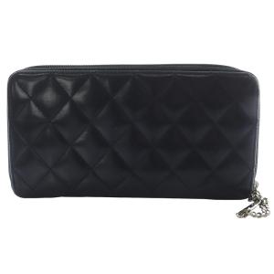 CHANEL カンボンライン ラウンドファスナー 長財布 ブラック A50078