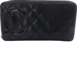 CHANEL カンボンライン ラウンドファスナー 長財布 ブラック A50078