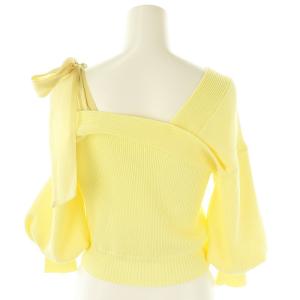 Lily Brown LilyBrown 25SS ワンショルリボントップス ニット アシンメトリー 七分袖 F イエロー /HK OS
