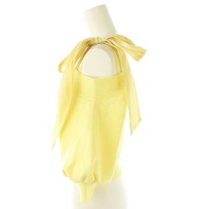 Lily Brown LilyBrown 25SS ワンショルリボントップス ニット アシンメトリー 七分袖 F イエロー /HK OS