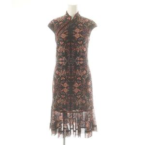 23SS FLOWER EMBROIDERY PRINT ドレス ワンピース ロング ミモレ フレンチスリーブ