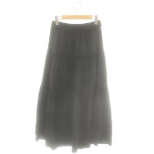 M'S GRACY 24SS リボンベルト付きティアードスカート フレア ナイロン 38 濃紺 /MI OS