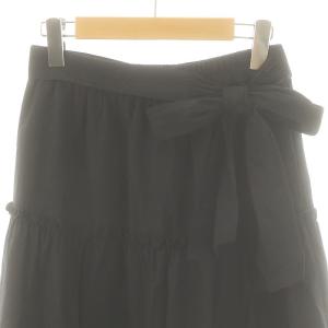 M'S GRACY 24SS リボンベルト付きティアードスカート フレア ナイロン 38 濃紺 /MI OS