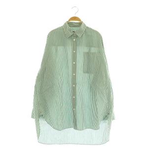 25SS ストライプボリュームシャツ 長袖 オーバーサイズ F グリーン /MY OS