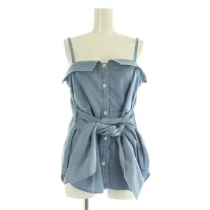 25SS ライトダンガリー ビスチェ ブラウス ノースリーブ リボン 38 ブルー /MY OS
