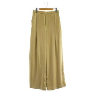 24SS Ripple サテンパンツ ワイド タック ハイウエスト 38 ベージュ /MY OS