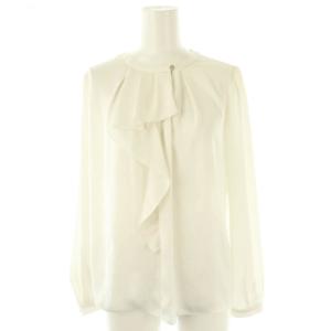 25SS ヴィンテージサテンラッフルブラウス 長袖 38 ホワイト /DF OS SH
