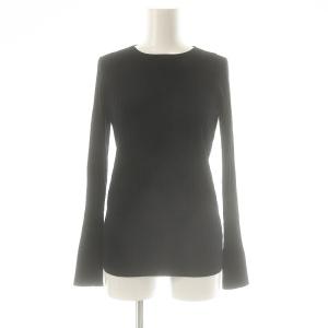 コットンカシミヤワイドリブプルオーバー ニット 長袖 ブラック /HK OS