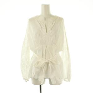 バルーンスリーブ ブラウス プルオーバー 長袖 ホワイト /DF OS