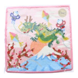 辰 2024 干支 ハンカチ ハンドタオル ピンク /SR16