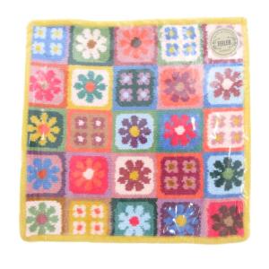 ラブラリー 23年 フラワーパッチワーク ハンカチ シェニール織 黄 イエロー マルチカラー /UO