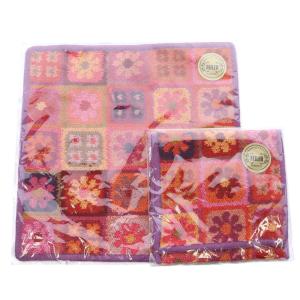 FEILER ラブラリーバイ WEB限定 23年 フラワーパッチワーク ハンカチ ハンカチポーチ 赤 レッド /SR13