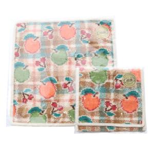 ラブラリーバイ レトロフルーツチェック ハンカチ ハンカチポーチ セット 茶色 ブラウン /SR15