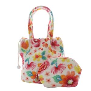 ラブラリーバイフェイラー フローティングフラワー 巾着バッグ ポーチ 2点セット ホワイト /YO40