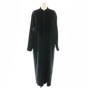 W/N フリル スタンドカラーワンピース マキシ ロング 長袖 F 黒 ブラック/AT OS
