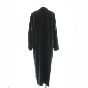 UNITED ARROWS W/N フリル スタンドカラーワンピース マキシ ロング 長袖 F 黒 ブラック/AT OS