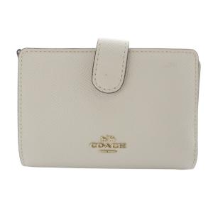 クロスグレインミディアムコーナー二つ折り財布 ロゴ 白 ホワイト F11484 /SR18