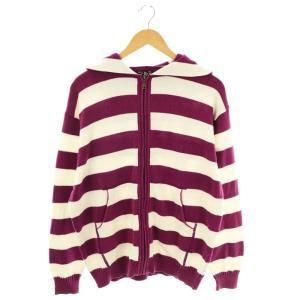 I GOT A CRUSH pt パーカー ニットブルゾン ボーダー M パープル ホワイト /ES OS