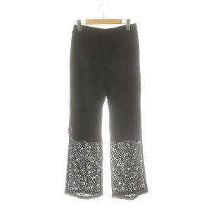 HYSTERIC GLAMOUR 24SS FLAME LOGO柄ジャカード ニータックワイドパンツ 総レース M 黒 白 /MI OS