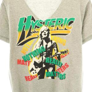 HYSTERIC GLAMOUR NOTHING REALLY MATTERS ビッグVネックTシャツ カットソー F 杢グレー マルチカラー