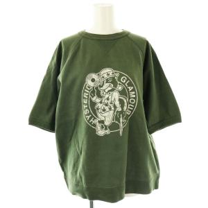 SKUNK RECORDS スウェット トレーナー 半袖 L グリーン ホワイト /ES OS SH