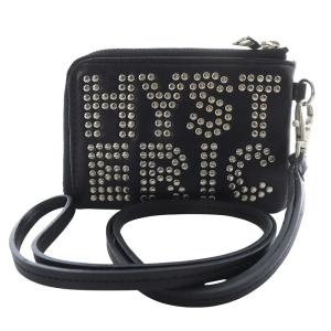 LOGO STUDS コインパース 財布 カーフレザー ブラック /YO35 SH