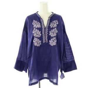 23SS コットン チカン刺繍 ブラウス 長袖 パープル /DF OS SH