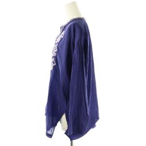 NE QUITTEZ PAS! 23SS コットン チカン刺繍 ブラウス 長袖 パープル /DF OS SH