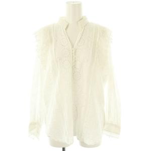 23SS Cotton Hemla Mix Lace Blouse ブラウス レース 刺繍 長袖 ホワイト
