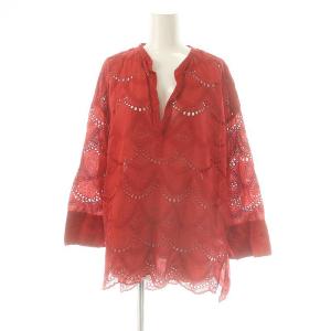 23SS Cotton Voile Dot Hemla Blouse ブラウス カットワーク 赤 /MI