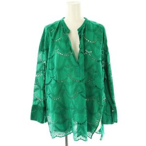 23SS Cotton Voile Dot Hemla Blouse ブラウス 長袖 スキッパー F 緑