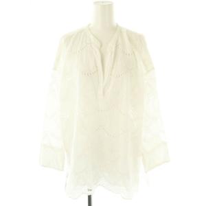 23SS Cotton Voile Dot Hemla Blouse ブラウス 刺繍 レース 長袖 ホワイト