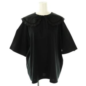 スカラップカラーカットソー F 黒 /MI OS