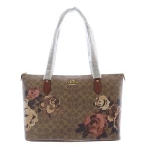 ギャラリー トートバッグ シグネチャー ローズプリント ハンドバッグ 茶 ブラウン CZ180 /SR11