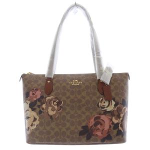 ギャラリー トートバッグ シグネチャー ローズプリント ブラウン