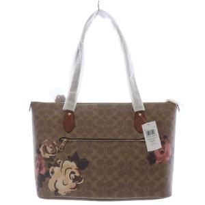 COACH ギャラリー トートバッグ シグネチャー ローズプリント ブラウン