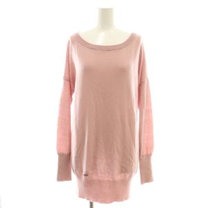 ウール ニット セーター チュニック丈 38 ピンク /AT OS