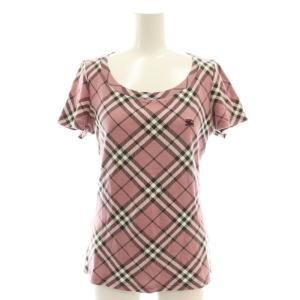 チェック 半袖 カットソー ロゴ 38 ピンク /AT OS