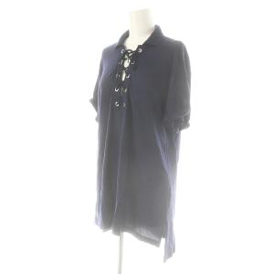POLO RALPH LAUREN レースアップポロシャツ カットソー M ネイビー /DO OS