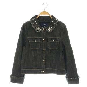 25SS ビジュー襟2WAYデニムジャケット 38 ブラック