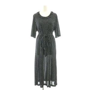 ドット柄 ワンピース ロング 半袖 13 ブラック /HK OS