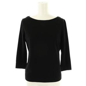 七分袖 ニット カットソー プルオーバー ブラック /DF OS
