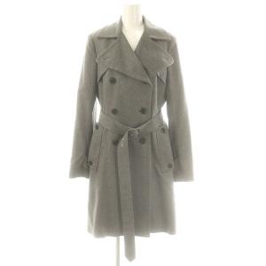 カシミヤ ロングコート アウター ベルト付き M グレー /DF OS
