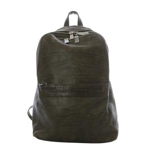 バッグ リュックサック バックパック クロコ型押し レザー カーキ /YO9